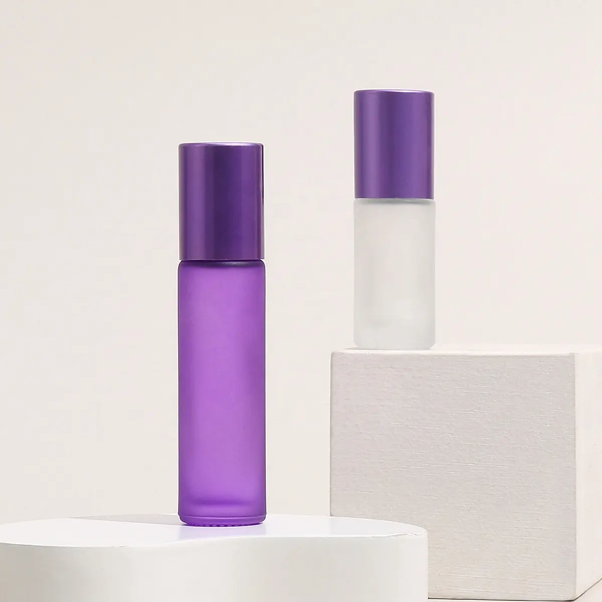 5ml 10ml Frosted Purple Glass Roll Nachfüllbare Flasche Proben test Ätherische Öl fläschchen Roller Glass Metal Ball Travel Set