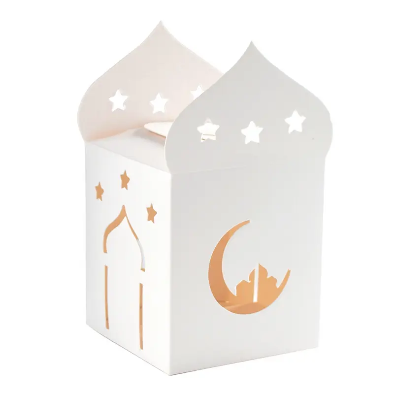 사용자 정의 Eid 무바라크 사탕 상자 중공 스타 문 쿠키 선물 포장 상자 라마단 이슬람 이슬람 파티 장식 용품