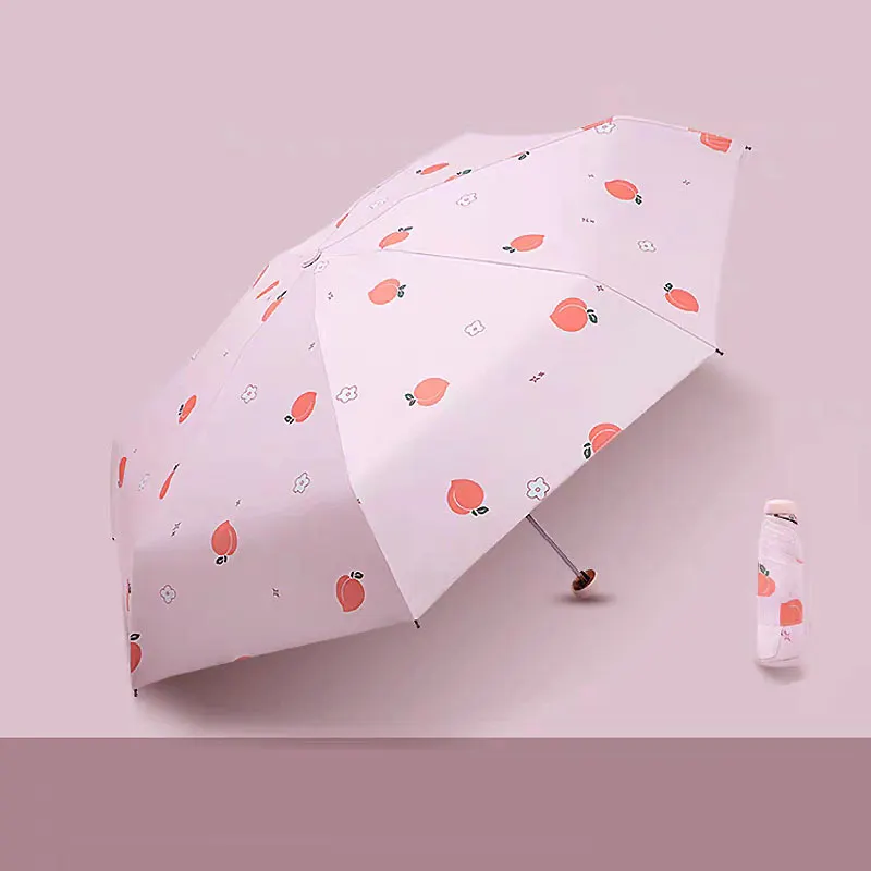 Bonito paraguas Sakura Paraguas de gancho de cinco pliegues Lluvia y brillo Sombrilla Protección UV Paraguas para todo tipo de clima