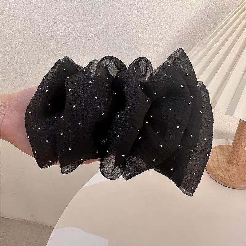 10 black bubble chiffon claw clip