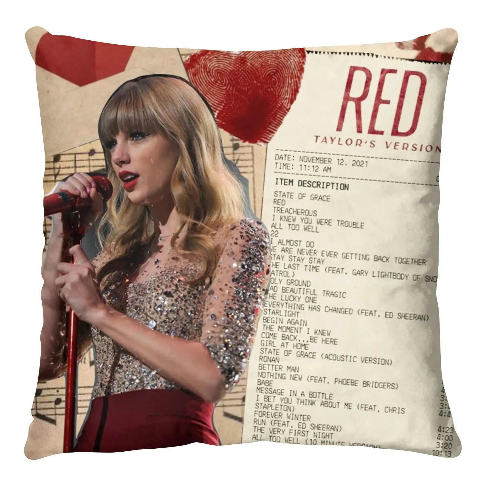 Singer Taylor Album Throw Funda De Almohada Mercancía Regalos para fanáticos Amantes DE LA MÚSICA Mercancía 18 * 18in Funda de almohada con estampado de doble cara