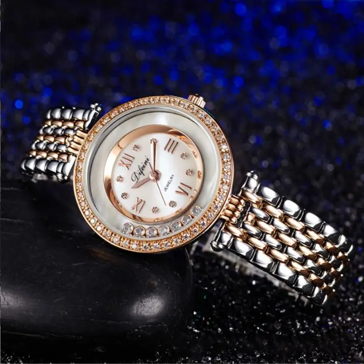นาฬิกาควอตซ์คริสตัลวิบวับแบรนด์หรูทองเหลือง,นาฬิกาฮิปฮอป Relojes เย็นประดับเพชรนาฬิกาข้อมือพลอยเทียมสำหรับผู้หญิงปี2021
