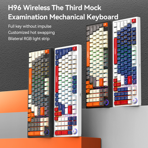 H96 Three Mode Mechanical <strong>Keyboard</strong> Hot Plug Customized RGB Russian Game Bluetooth Wireless <strong>Keyboard</strong>