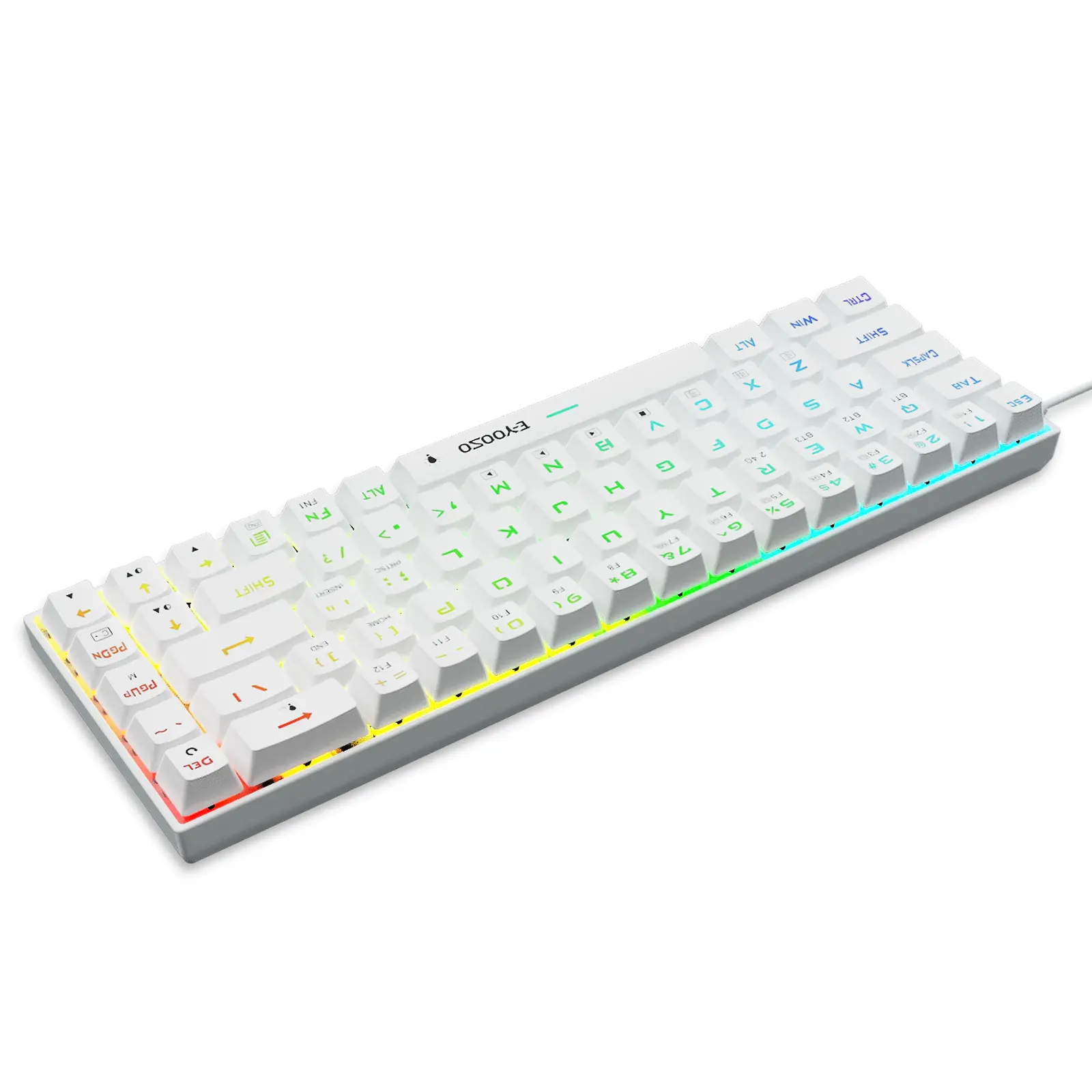 EYOOSO Z-686 Keyboard Gaming berkabel 68 tombol lampu LED RGB pertukaran panas perangkat lunak mendukung Keyboard mekanis