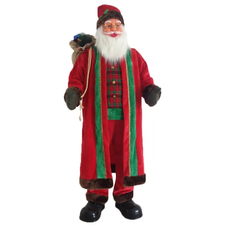 2020 Venta caliente 180cm rojo traje de gran movimiento y cantando Santa Claus con 5 canciones de Navidad
