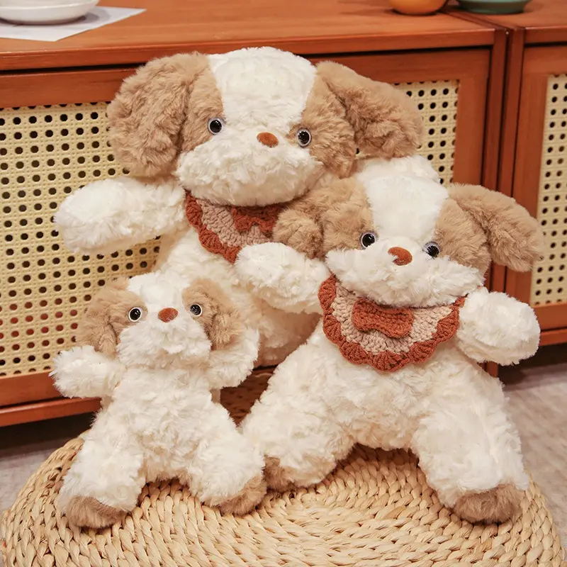 Nouvel arrivage d'Animal en peluche pour chiot en peluche Chien en peluche Décoration intérieure Cadeau d'anniversaire Chiot en peluche avec bavoir Oreiller de couchage