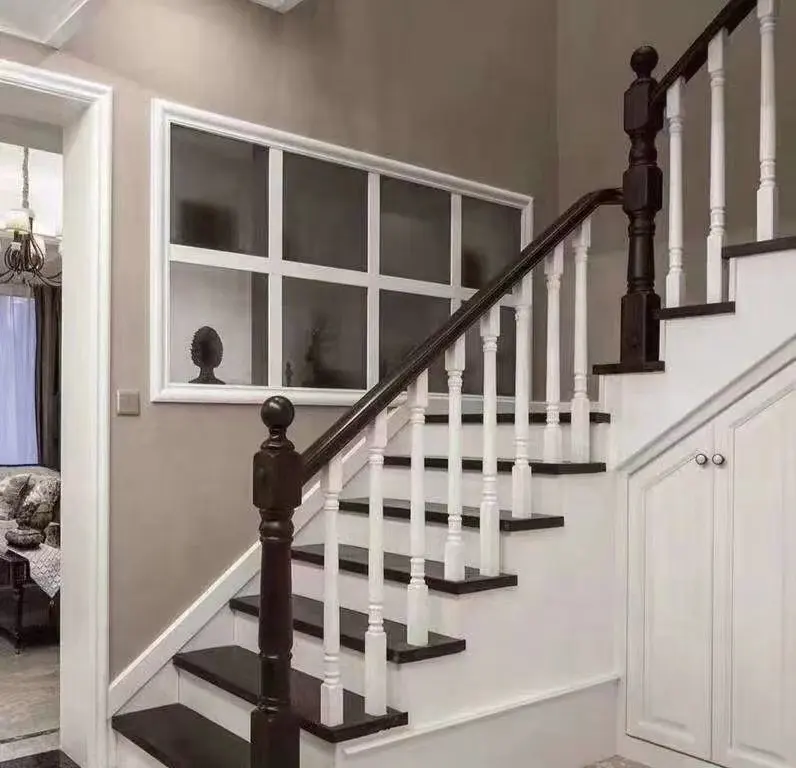 Pasamanos de escalera de madera para interiores, diseño clásico, barandilla para terraza