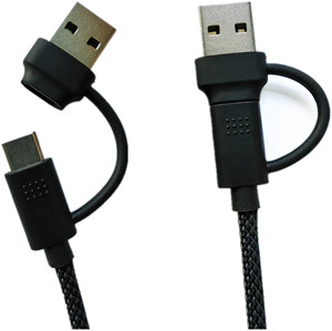 2-en-1 Dual PD USB 2,0 Cable de cobre puro macho a macho tipo A y tipo C para teléfonos celulares y computadora/impresora