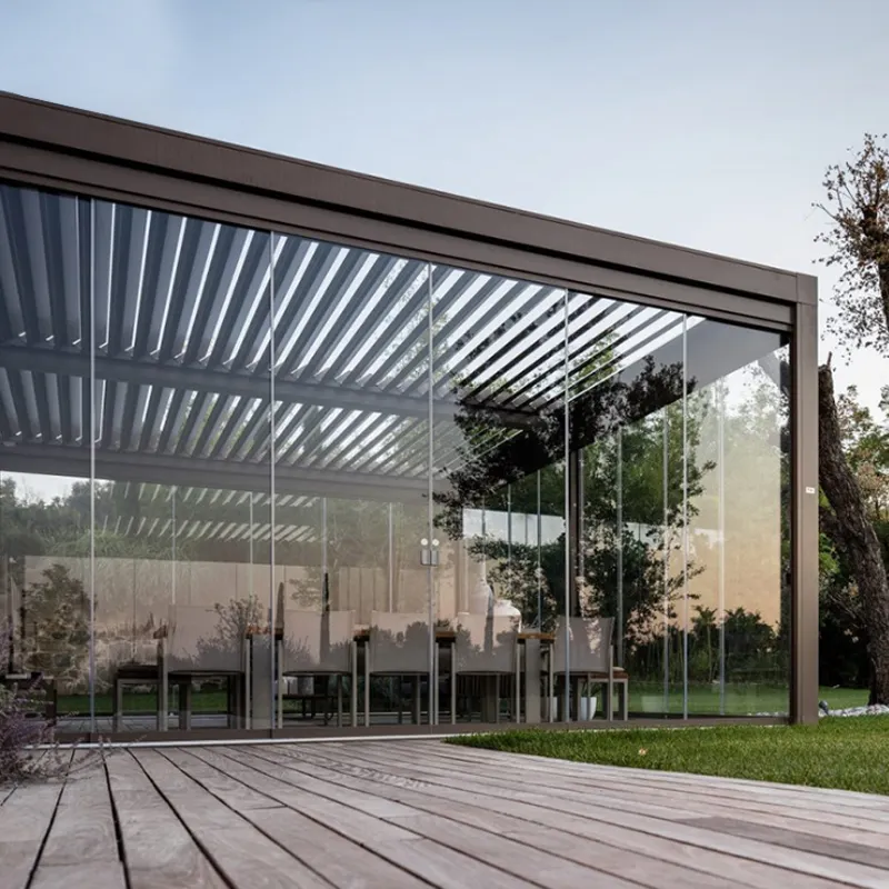 Set di mobili da giardino padiglione da giardino in metallo Pergolas Gazebo tettoia per esterni tenda da sole in vetro