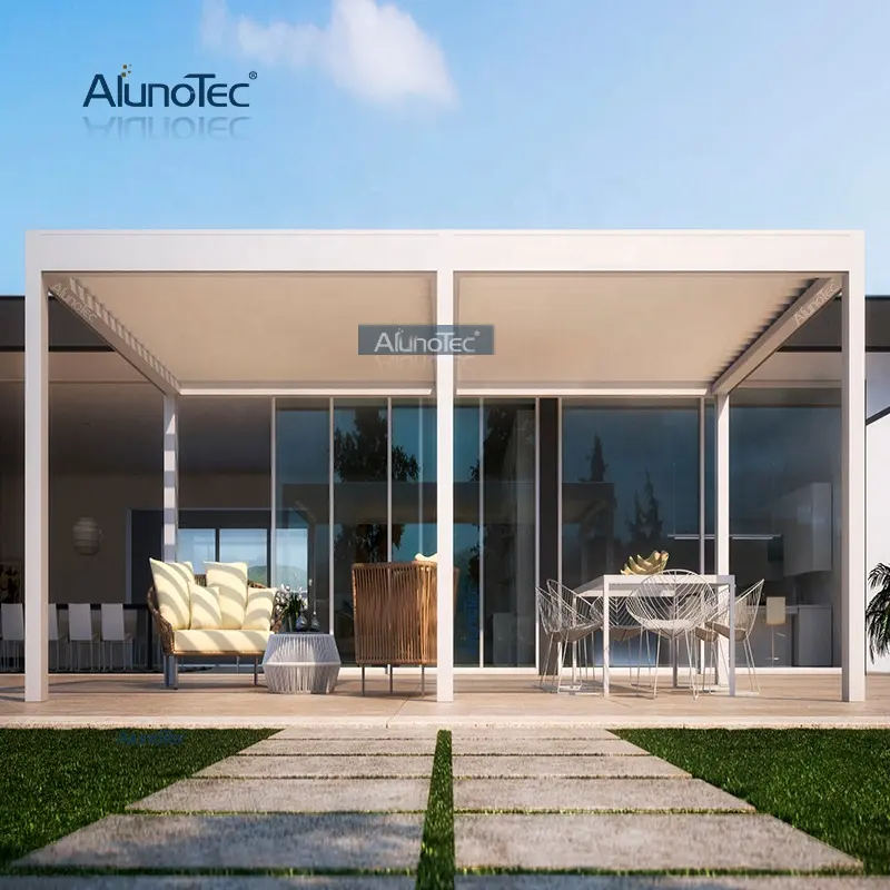 AlunoTec Fernbedienung New Style Garten Pavillons Elektrische intelligente Pergola Motorisierte Umwelt Balkon Markise