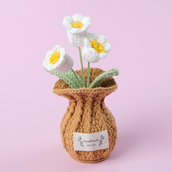 3 muguet vase marron-blanc