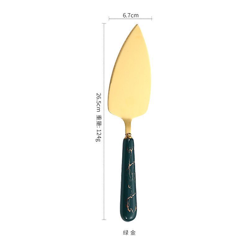 Pink Gold Ceramic Handle Cake Knife and Spatula (Gift Box)