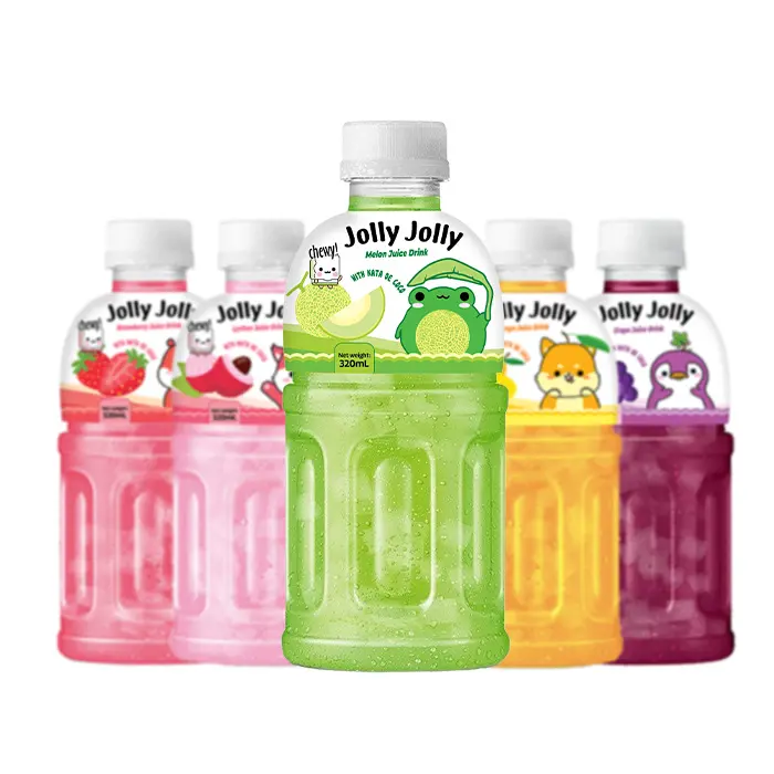 OEM/wholessales Nata de Coco gelatina di succo di bevande 320ml bottiglia per animali domestici bibita Lychee sapore di fragola Mango prezzo a buon mercato