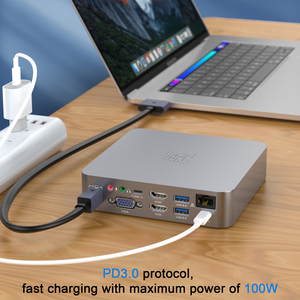 18 <strong>in</strong> 2 USB Type C Adapter Hub Dock with 3 USB 3.0 Port HDMI VGA Gigabit Ethernet 3.5mm Audio SD TF Card Reader and PD Charge - Product Image 5