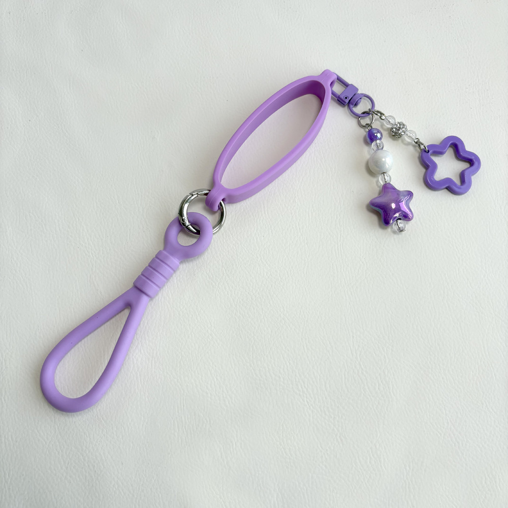 Short handle ellipse star pendant purple