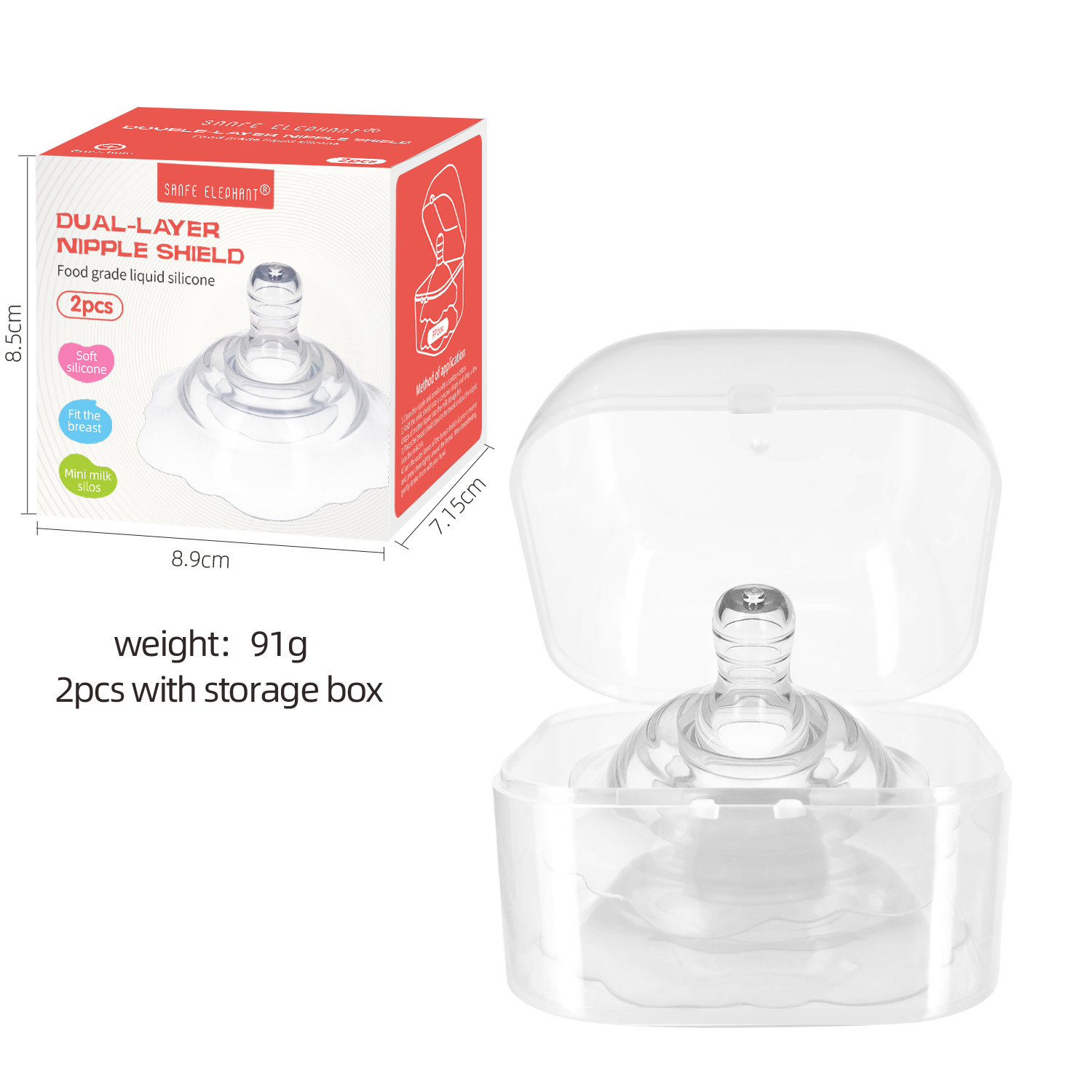 2pcs Transparent Mamelon Bouclier avec boîte