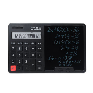 12 Digit Voice Music Calculator with Writing Board Battery Powered Electronic Desktop Calculator with Notepad - Product Image 1