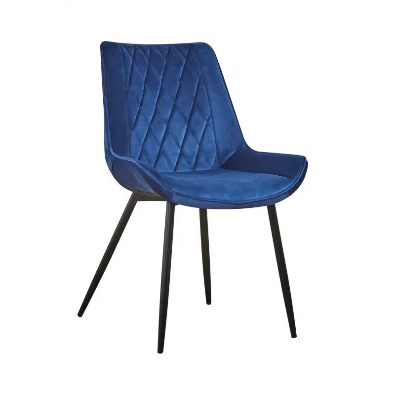 كرسي طعام منجد من قماش المخمل الحديث بتصميم أنيق أزرق من Klein كرسي مقهى بيسترو أكسنت