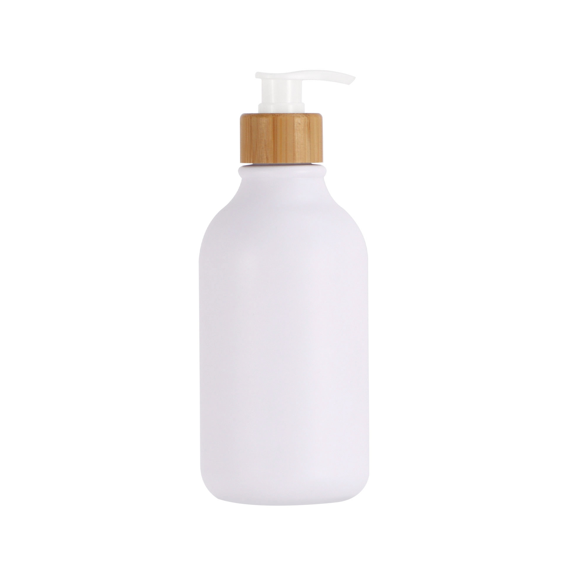 Flacon blanc mat pompe en bambou blanc