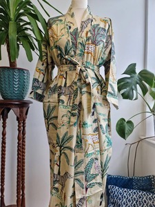 Kadın giyim elbise elbisesi hint el yapımı Farida <span class=keywords><strong>Kahlo</strong></span> Kaftan uzun pamuk Kaftan kapak up gecelik Kaftan kadın giyim