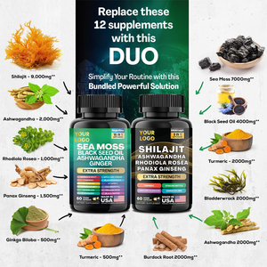 Shilajit <strong>Capsules</strong> Herbal Supplement Extract Form Shilajit for Muscle Support Ashwagandha Rhodiola Rosea <strong>Panax</strong> Ginseng Sea Moss - Product Image 2
