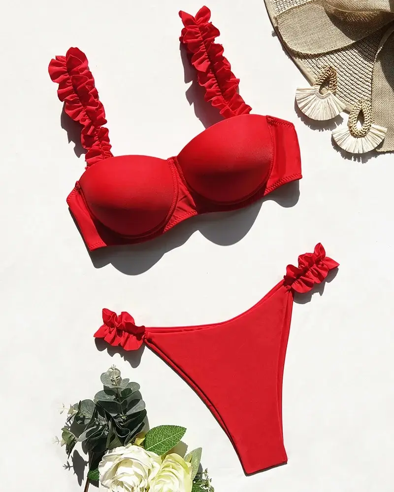 Push Up Bikini Set mujer 2024 traje de baño Sexy Bow Biquini encaje hasta verano traje de baño Señora dos piezas traje de baño mujer ropa de playa