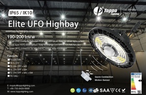 Toppo Tri-color 190 LM/Wオンオフ緊急5年保証IP65ハニカムLEDライトufo LEDハイベイライトガレージLEDライト - Product Image 3