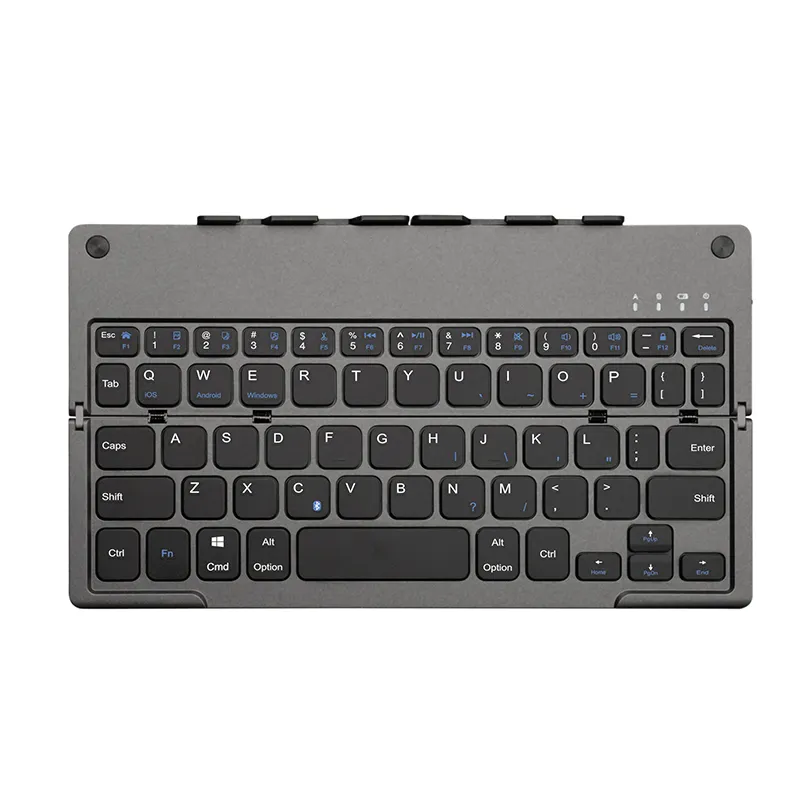 B048 Wireless Keyboard 60 Keys Ultra Slim Folding Compatible IOS Android Windows Smartphone Tablet Laptop Foldable Blue Tooth