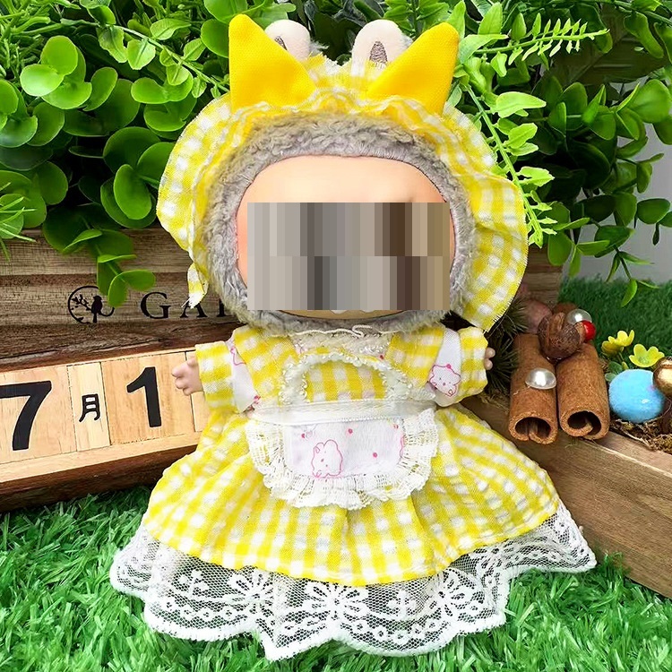 Yellow plaid dress(excluding dolls and shoes)