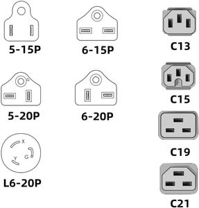 Cable de extensión de alimentación de computadora de servicio pesado para servidores y computadoras Cable de extensión de 30 a 25 cm 1,8 m 6 pies 16AWG - Product Image 6
