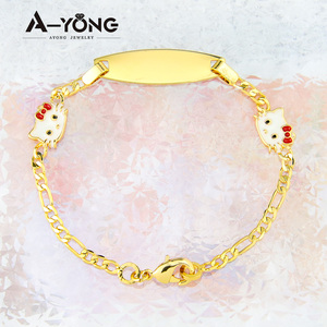 Son popüler Hello Kitty Charm bilezikler altın kaplama takı çocuk çocuklar için bilezikler