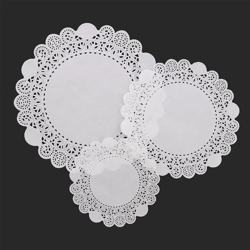 Doilies redondos amigáveis descartáveis do papel do laço de Eco coloriram a coaster redonda branca da colocação do doily do papel do laço