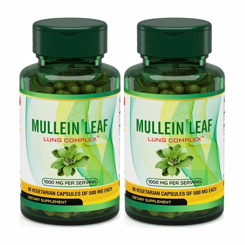 Suplemento de soporte de pulmones, cápsulas de Mullein, sistema respiratorio de soporte de vitamina C D3, raíz de regaliz de hoja de té verde