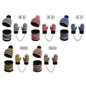 Otantik sonbahar/kış çocuk üç parçalı Set çizgili sıcak bere eldiven-marka yetkili fabrika doğrudan avrupa birleşik - Product Image 1