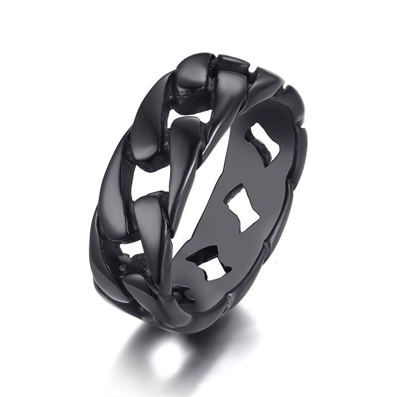 Bague noire à maillons cubains