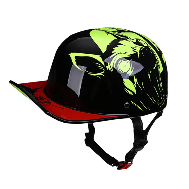 एबीएस के साथ स्कूटर मोटरसाइकिल आधा हेलमेट नि: शुल्क रंगा हुआ वापस लेने योग्य बेसबॉल टोपी