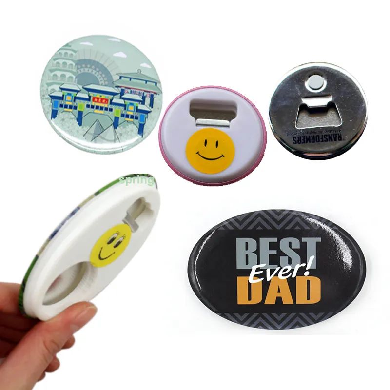 Magnete apriscatole con Badge magnetico per frigorifero rotondo personalizzato o portachiavi in latta con specchio cosmetico