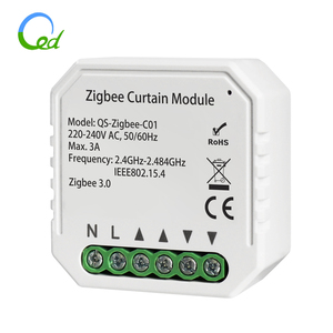 โมดูลผ้าม่าน Zigbee 220V Domotic,สวิตช์รีเลย์คู่ทำงานร่วมกับมู่ลี่บานประตูหน้าต่างมอเตอร์แบบท่อ
