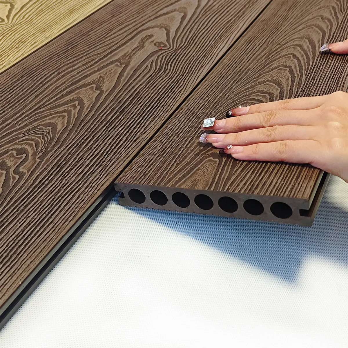 Impermeabile esterno WPC coperta piastrelle pavimenti legno plastica WPC Decking 3D legno grano legno composito Decking