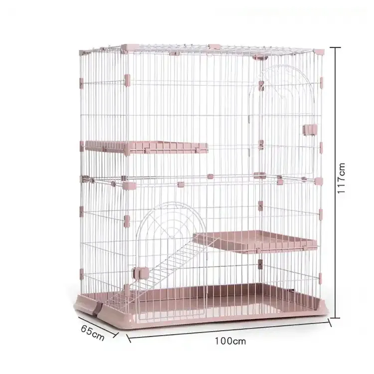 Pet Shop Display Multi Color Big Space Cat Villa Stainless Steel Trap Cage With Pulley Foldable Pet Cage