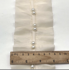 Zsy thời trang hai lớp đính cườm ngọc trai Voan Xếp Li <span class=keywords><strong>Ruffle</strong></span> vải tuyn ren trang trí theo sân - Product Image 4