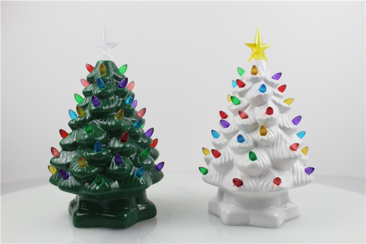 Hot sale LED Christmas decoration statue ceramic cactus ornament handmade mold gifts & crafts for sculptures home decoration
