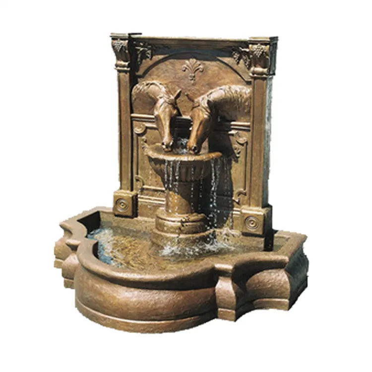 Brown marble horse wall water fountain for sale NTMF-045LI