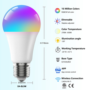 24VDC onaylı 24VDC alüminyum taban sütlü kapak 5W 7W 9W Wifi Bluetooth RGBW LED A19 ampul E26 E27 tabanı ile - Product Image 3