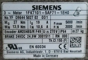 Neue und originale SPS 1 FK71015AF711EH0 SERVOMOTOR ENCODER AM2048SR F49 BREMSE 24VDC SPS-Programmier steuerung - Product Image 5