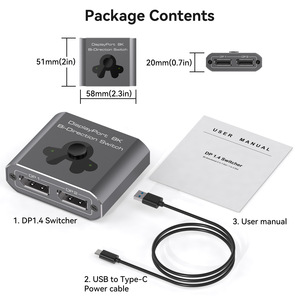 Displayport Switch 8K60Hz Display Port Switch <strong>2</strong> <strong>Input</strong> <strong>1</strong> <strong>Output</strong> Displayport <strong>Switcher</strong> DP <strong>1</strong>.4 <strong>Switcher</strong> Compatible With TVs