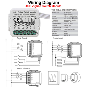 Tuya Zigbee4CHライトスイッチモジュールは音声制御をサポート - Product Image 6