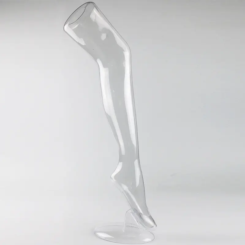 Manequim de plástico transparente para meias e pés, modelo de manequim de tornozelo, manequim longo transparente para meias e sapatos
