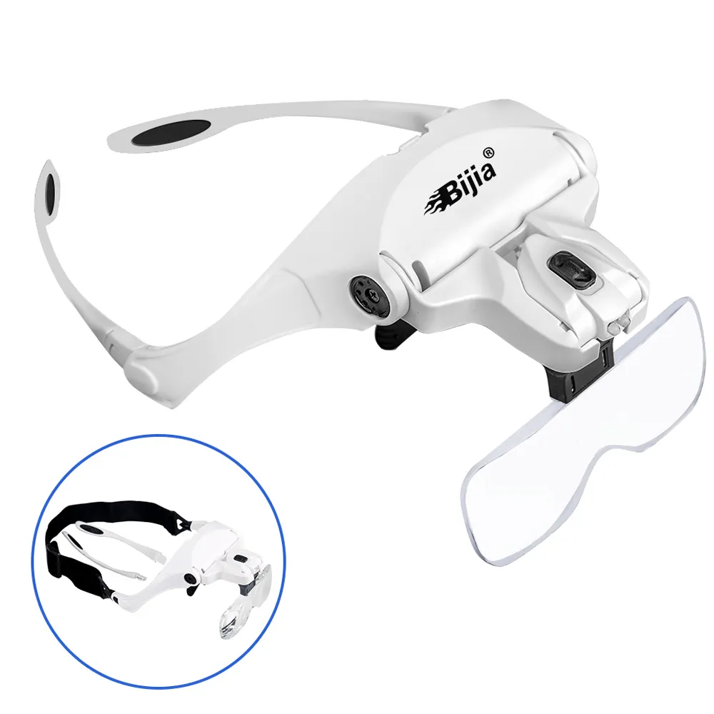 BIJIA-Gafas de aumento 9892B2, 1x1,5x2x2,5x3,5x5, para extensiones de pestañas, lupa led para cosméticos, tienda de belleza