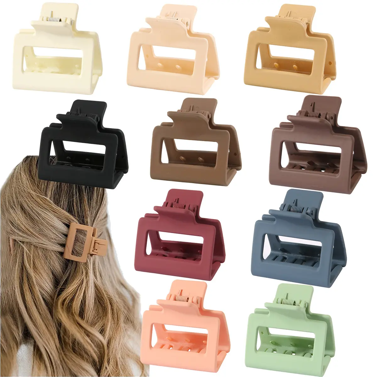 Hot Selling Plastic Matte Hair Claw Clips 5cm Pequeno Quadrado Cabelo Garra Acessórios Para As Mulheres
